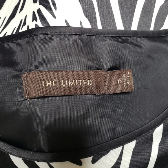 The Limited satin zebra print dress cap sleeves ruched waist black white size 0 - Picture 7 of 8